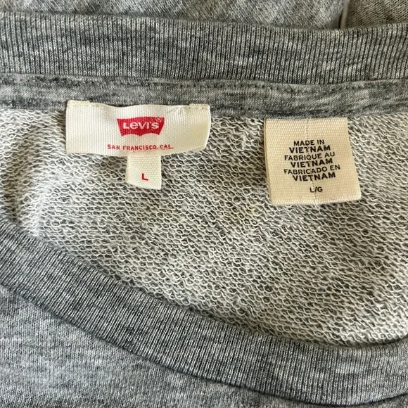 Levi's Womens Large Gray Crop Drop Shoulder Dolman French Terry Sweatshirt - Picture 6 of 7